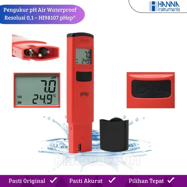 Pengukur pH Air Waterproof Resolusi 0,1 – HI98107 pHep® HANNA - Image 2