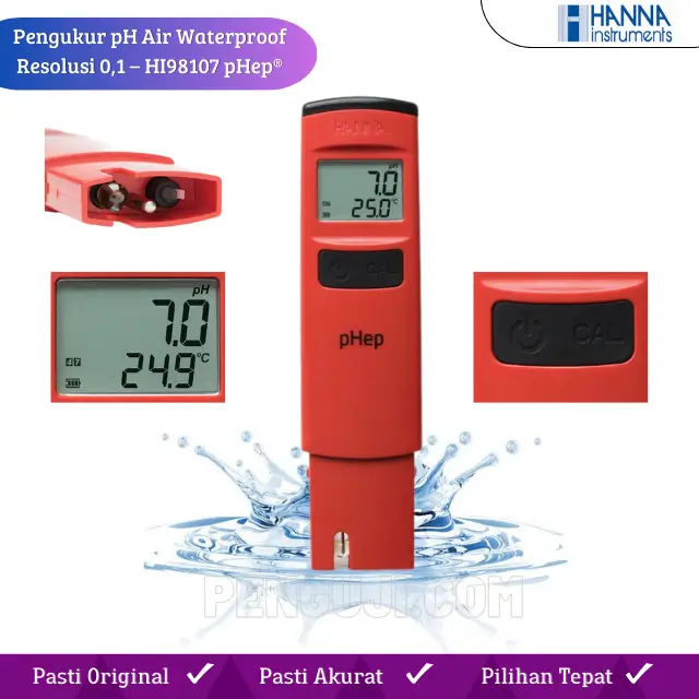 Pengukur pH Air Waterproof Resolusi 0,1 – HI98107 pHep® HANNA