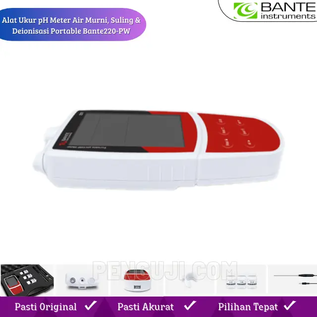 Alat Ukur pH Meter Air Murni, Suling & Deionisasi Portable Bante220-PW - Image 2