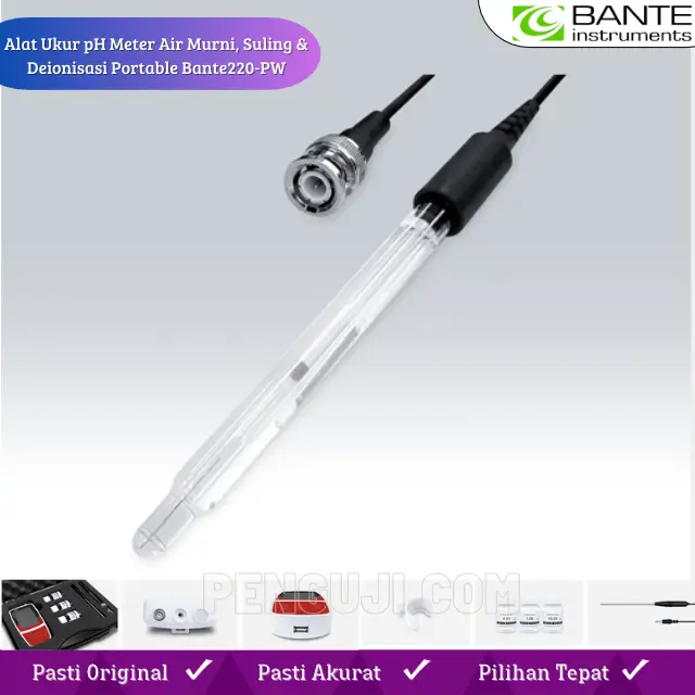 Alat Ukur pH Meter Air Murni, Suling & Deionisasi Portable Bante220-PW - Image 3